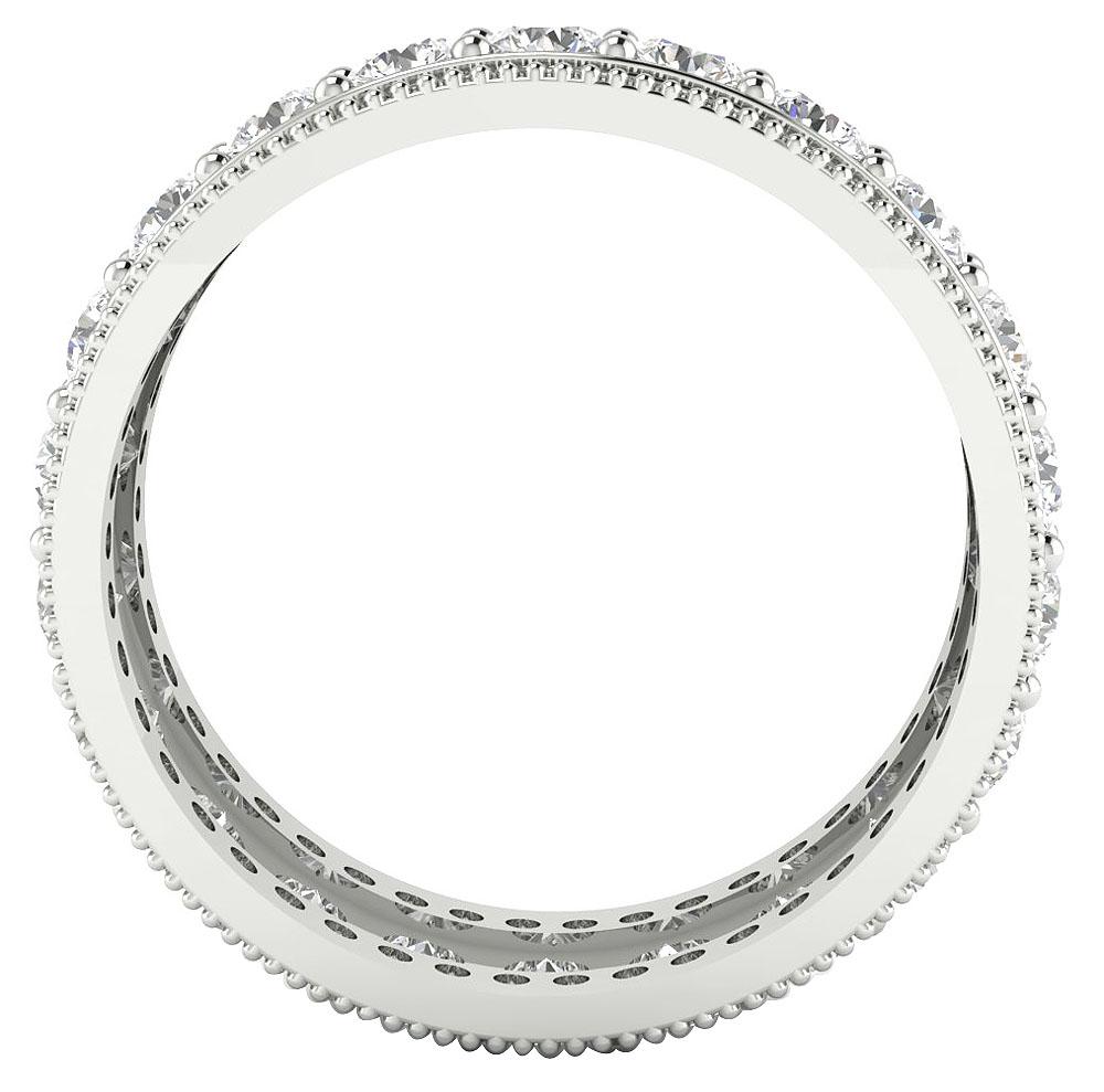 7.00 MM Prong Set Three Row Eternity Anniversary Ring I1 G 3.00 Ct Round Diamond 14k Yellow Gold