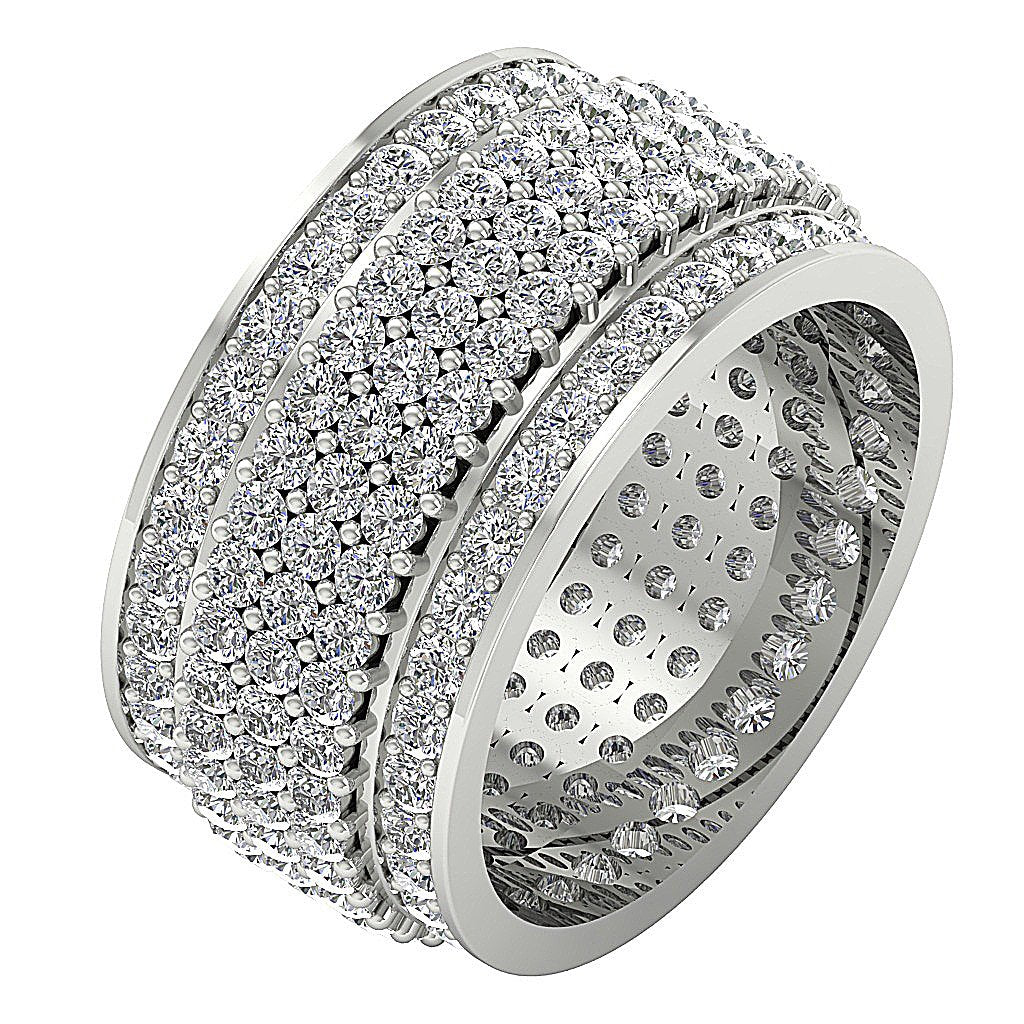 Genuine Diamond I1 G 5.50 Ct 14k White Gold Vintage Eternity Wedding Ring Prong Bezel Set