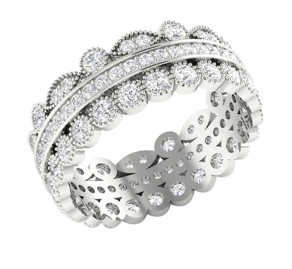 I1 G 2.00 Ct Natural Diamond 14k Solid Gold Designer Wedding Eternity Ring