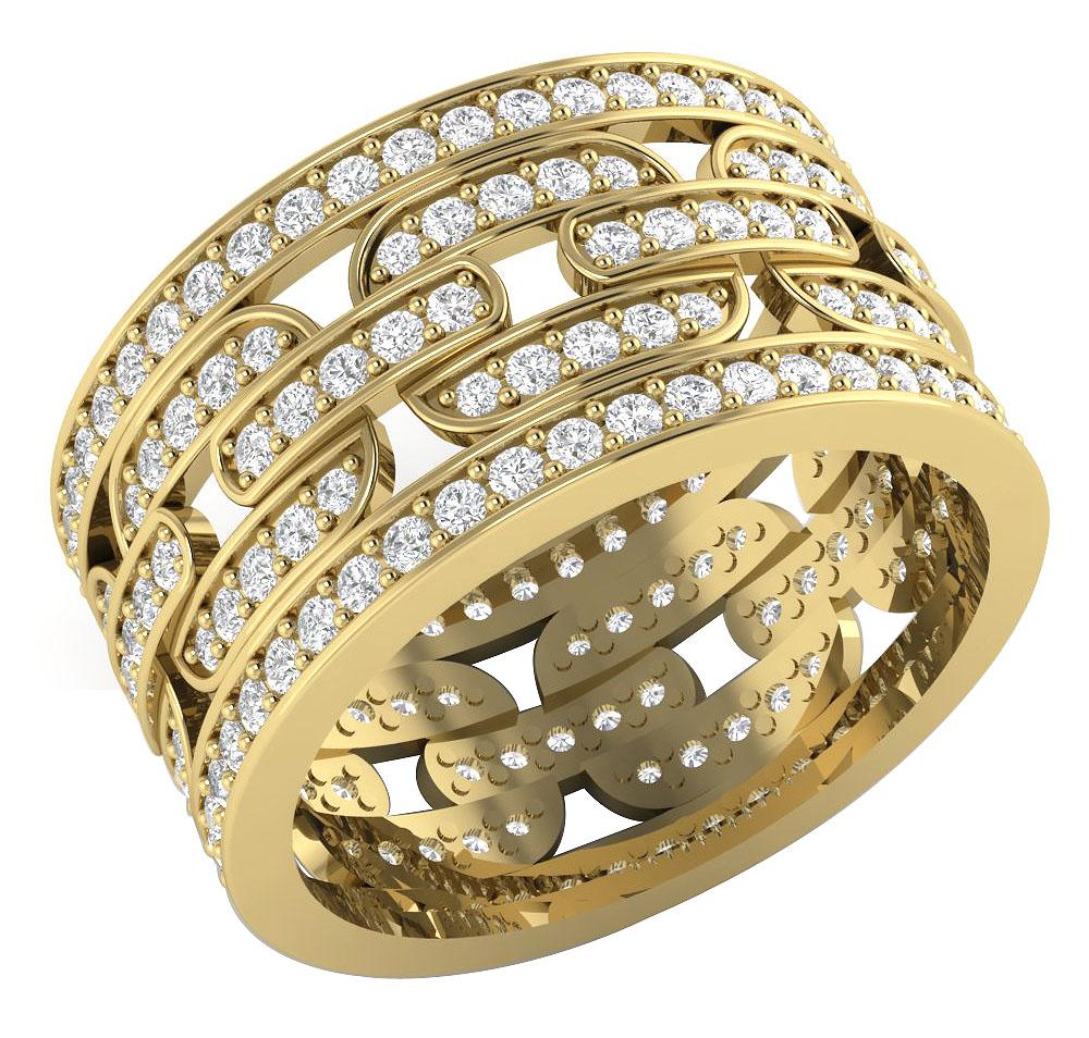 SI1 G 2.10 Ct Round Diamond 14k Solid Gold Designer Engagement Eternity Ring