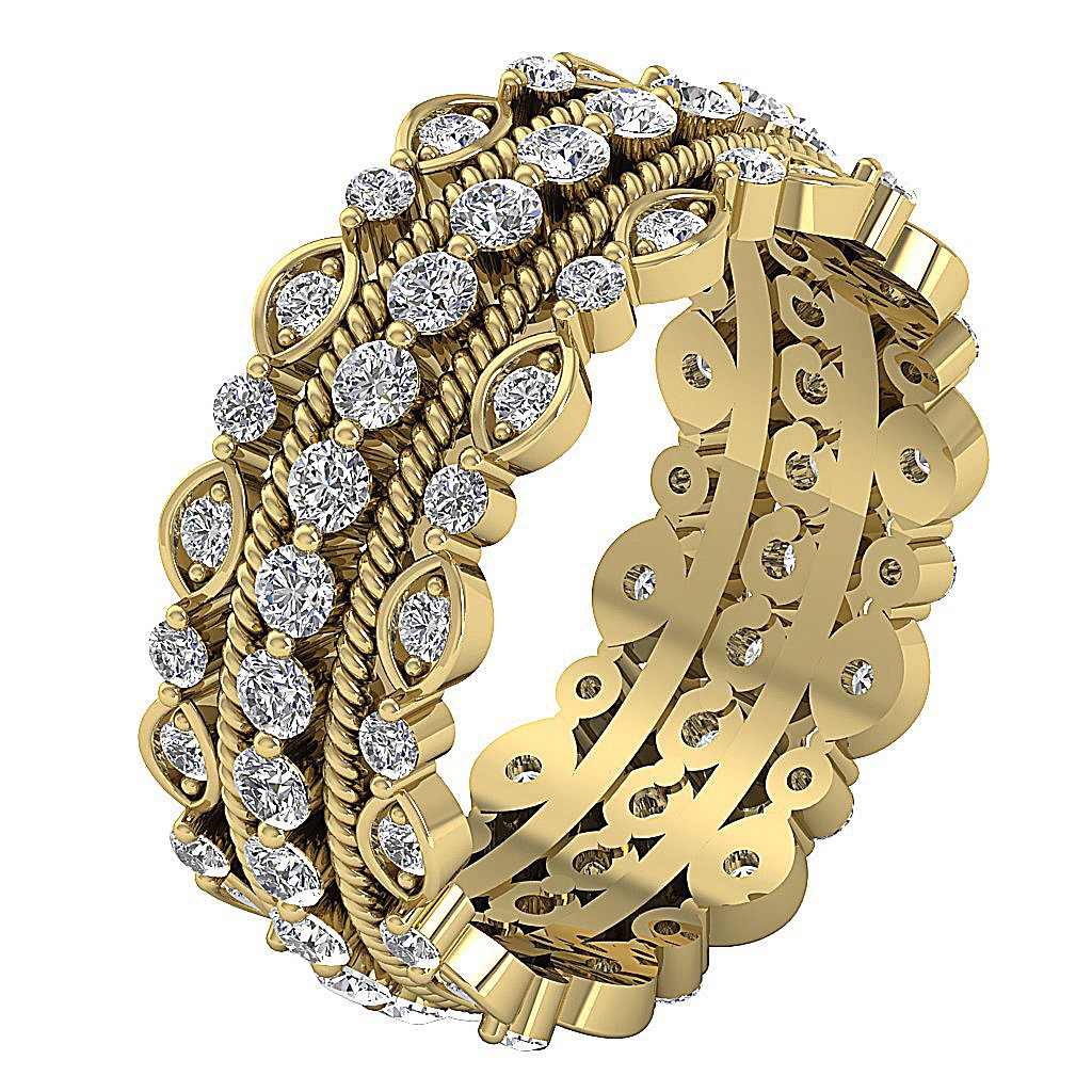 I1 G 2.10 Ct Designer Engagement Eternity Ring 14k White Gold Genuine Diamond