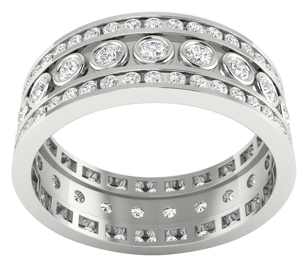 Eternity Anniversary Ring Round Diamond Bezel Channel Set 14k Solid Gold SI1 G 1.75 Ct