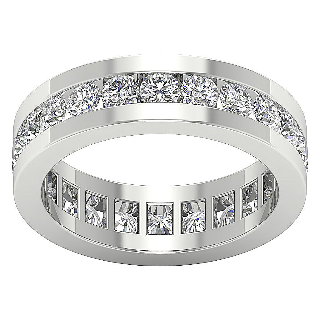 SI1 G 2.50 Ct Genuine Diamond 14k Solid Gold Designer Wedding Eternity Ring