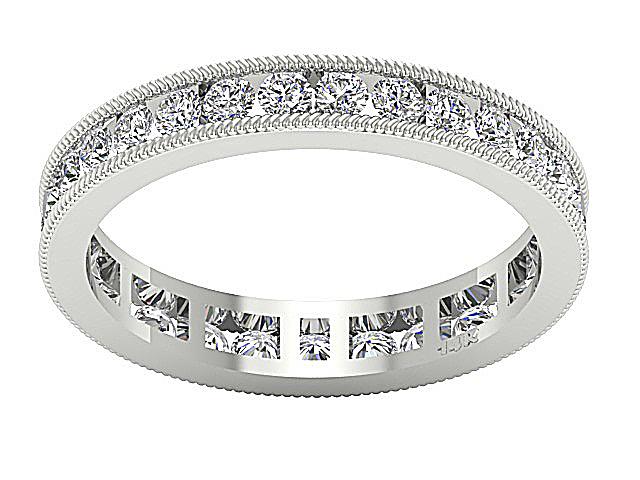 Eternity Engagement Ring Natural Diamond I1 G 1.50 Ct 14k White Gold Channel Set 3.60