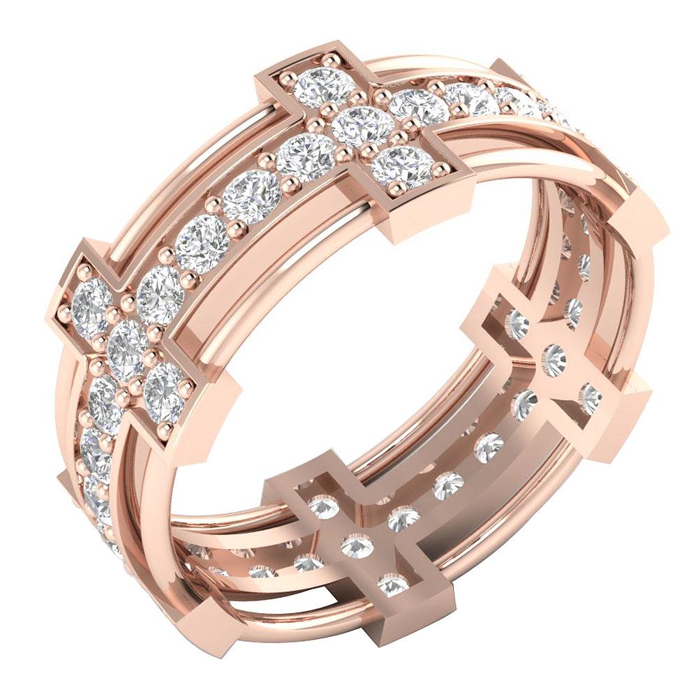 Genuine Diamond 14k Solid Gold SI1 G 1.60 Ct Vintage Eternity Wedding Ring Prong Set 7.95 MM