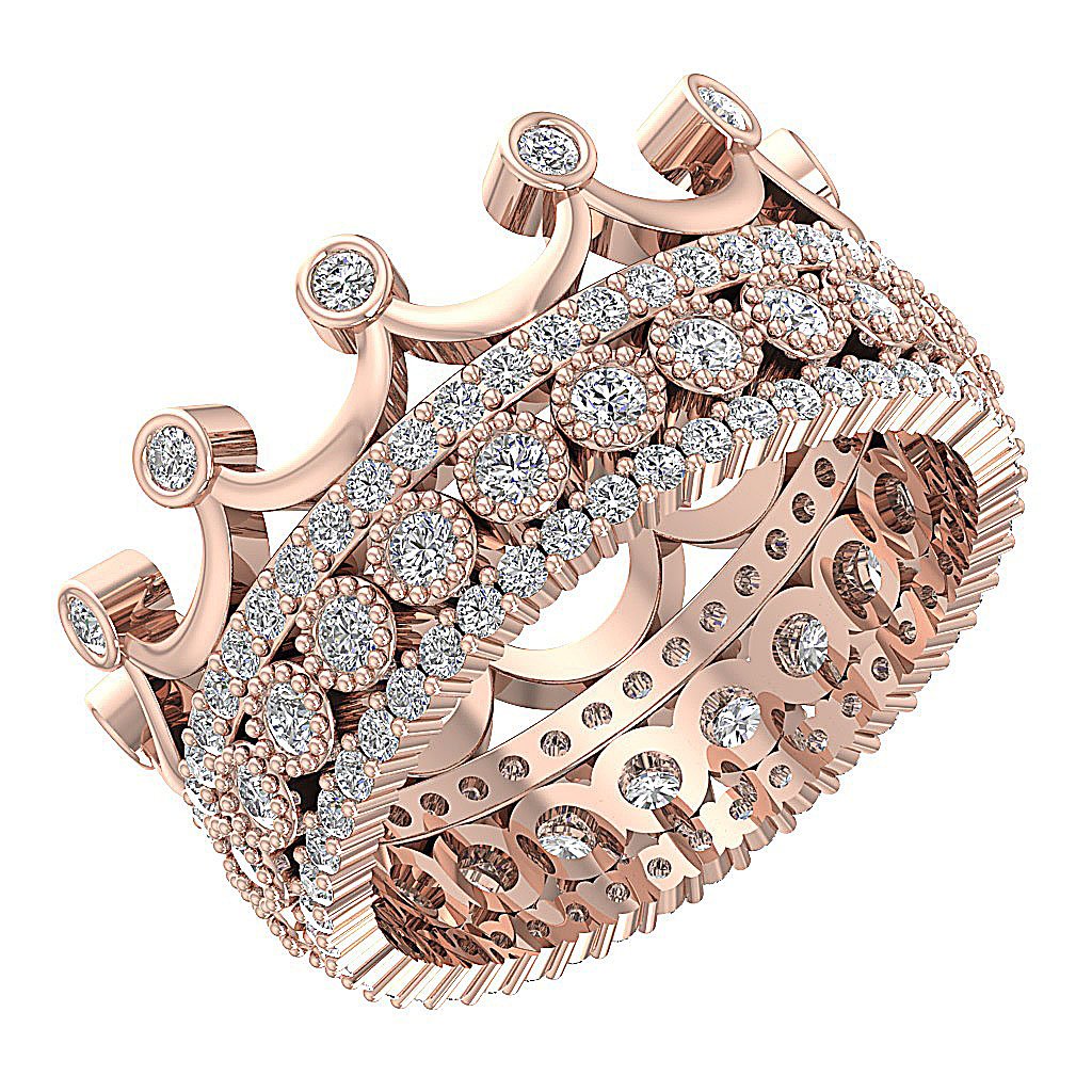 Genuine Diamond 14k White Yellow Rose Gold SI1 G 2.00 Ct Designer Eternity Wedding Ring