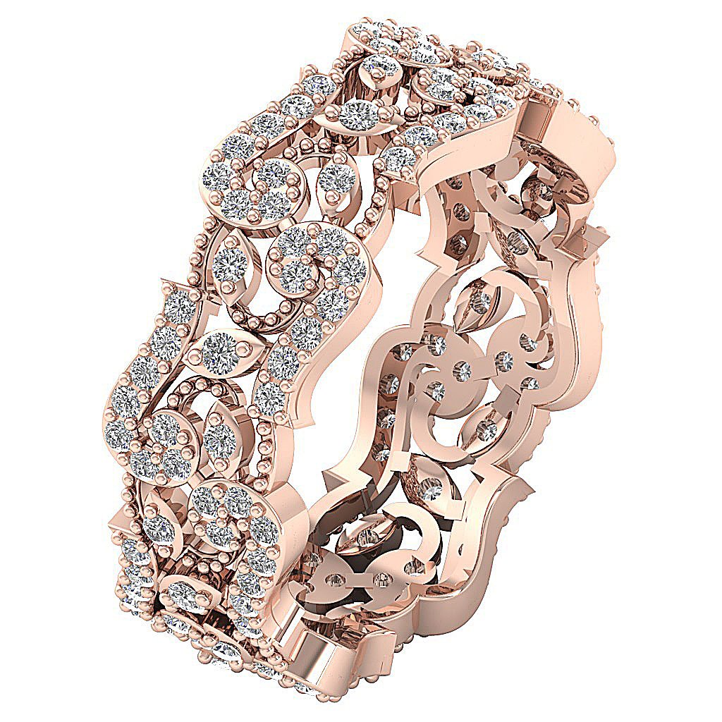 SI1 G 1.00 Ct Vintage Engagement Eternity Ring 14k Solid Gold Round Diamond