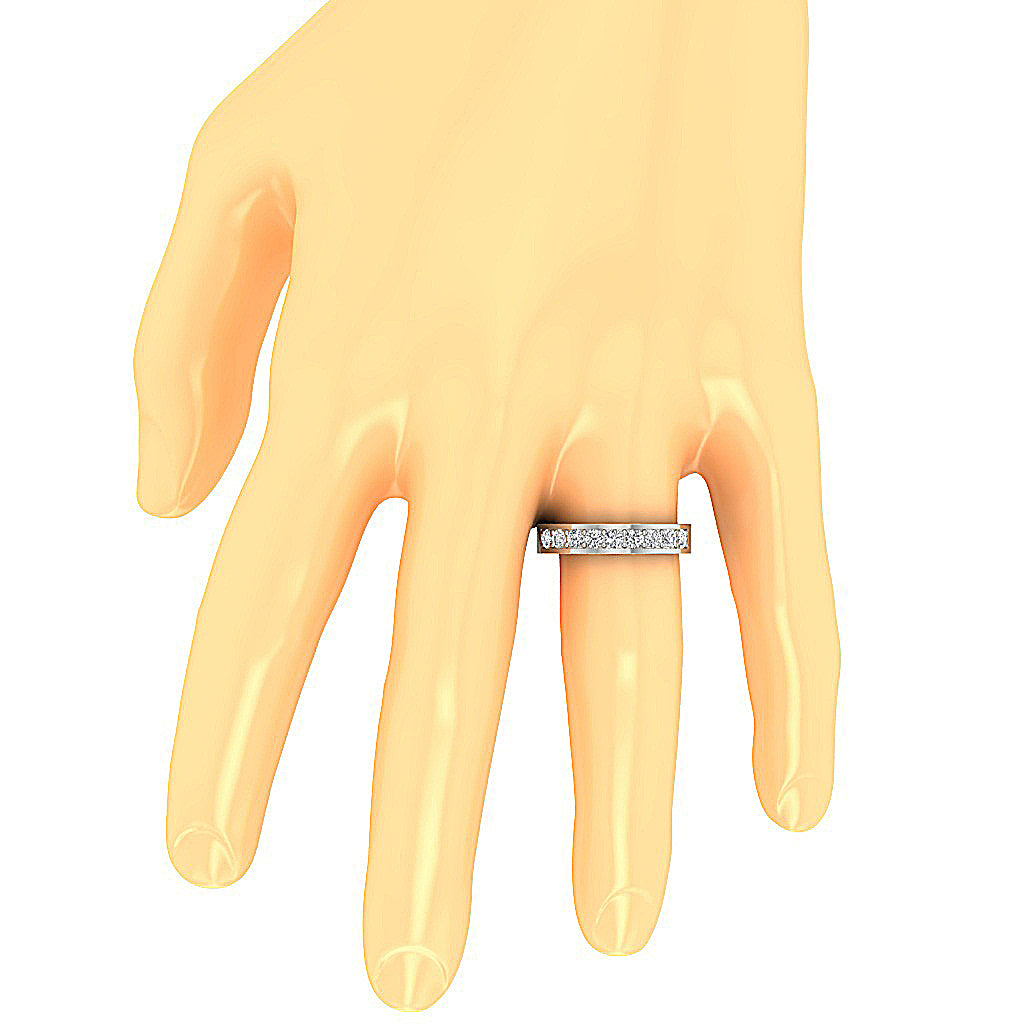 Anniversary Ring Round Diamond I1 G 0.90 Ct 14K White Gold Pave Channel Set