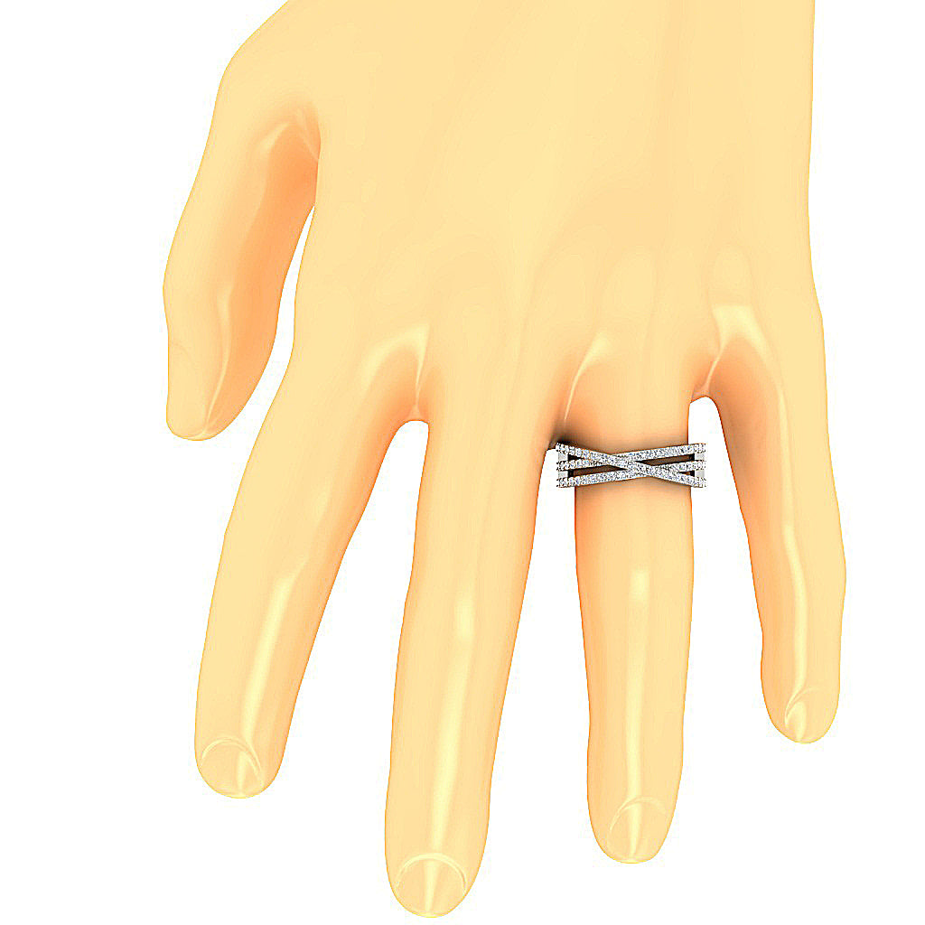 Anniversary Ring Natural Diamond SI1 G 0.55 Ct 14K Solid Gold Pave Set