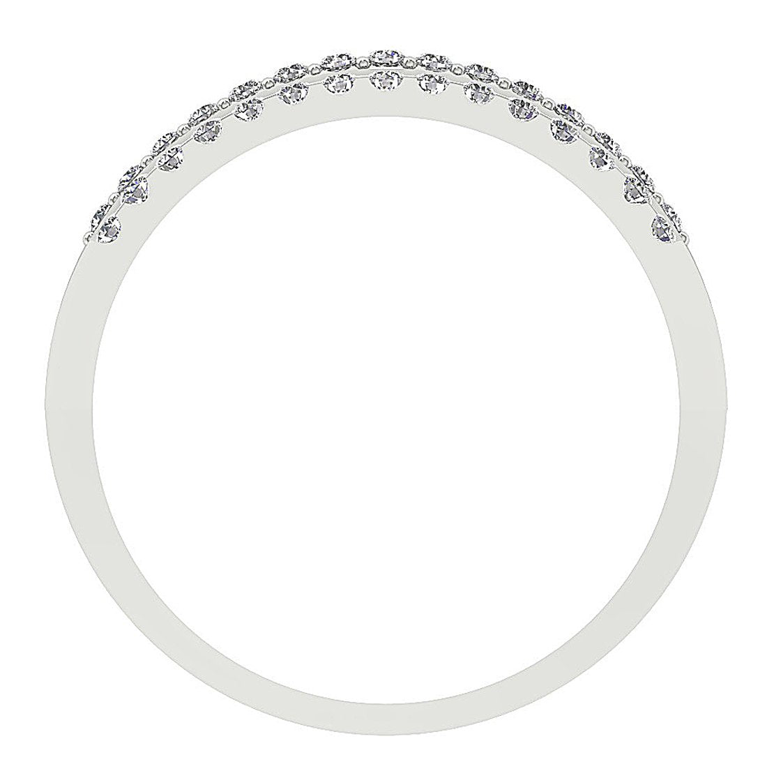 3 Row Wedding Ring I1 G 0.50 Ct Round Diamond 14K White Yellow Rose Gold 4.35MM