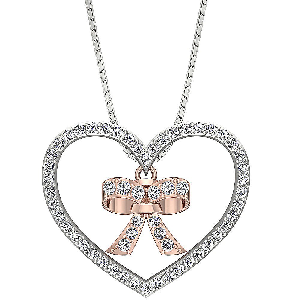 Heart Shape Pendants 14k/18k Solid Gold Genuine Diamonds SI1/I1 G 1.10 Ct