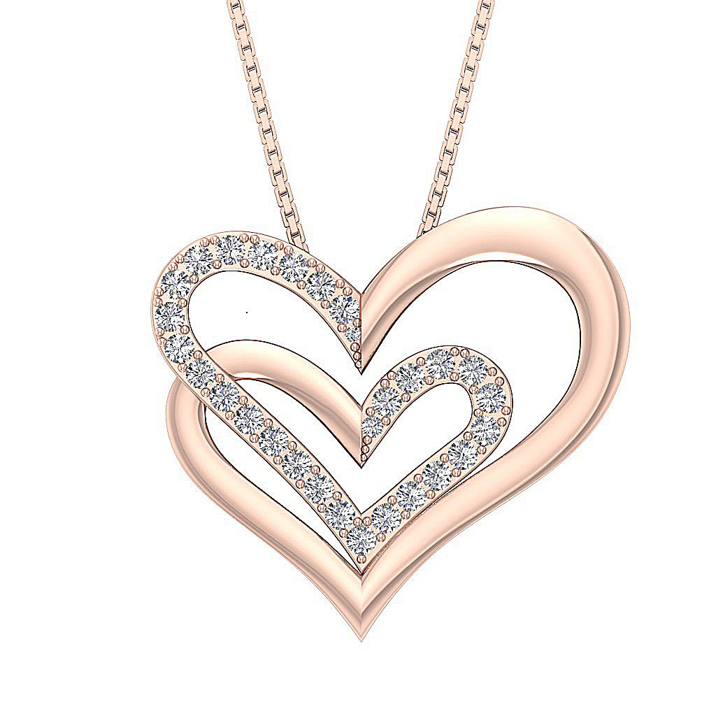 Heart Shape Pendants SI1/I1 G 0.50 Ct Natural Diamonds 14k/18k Solid Gold