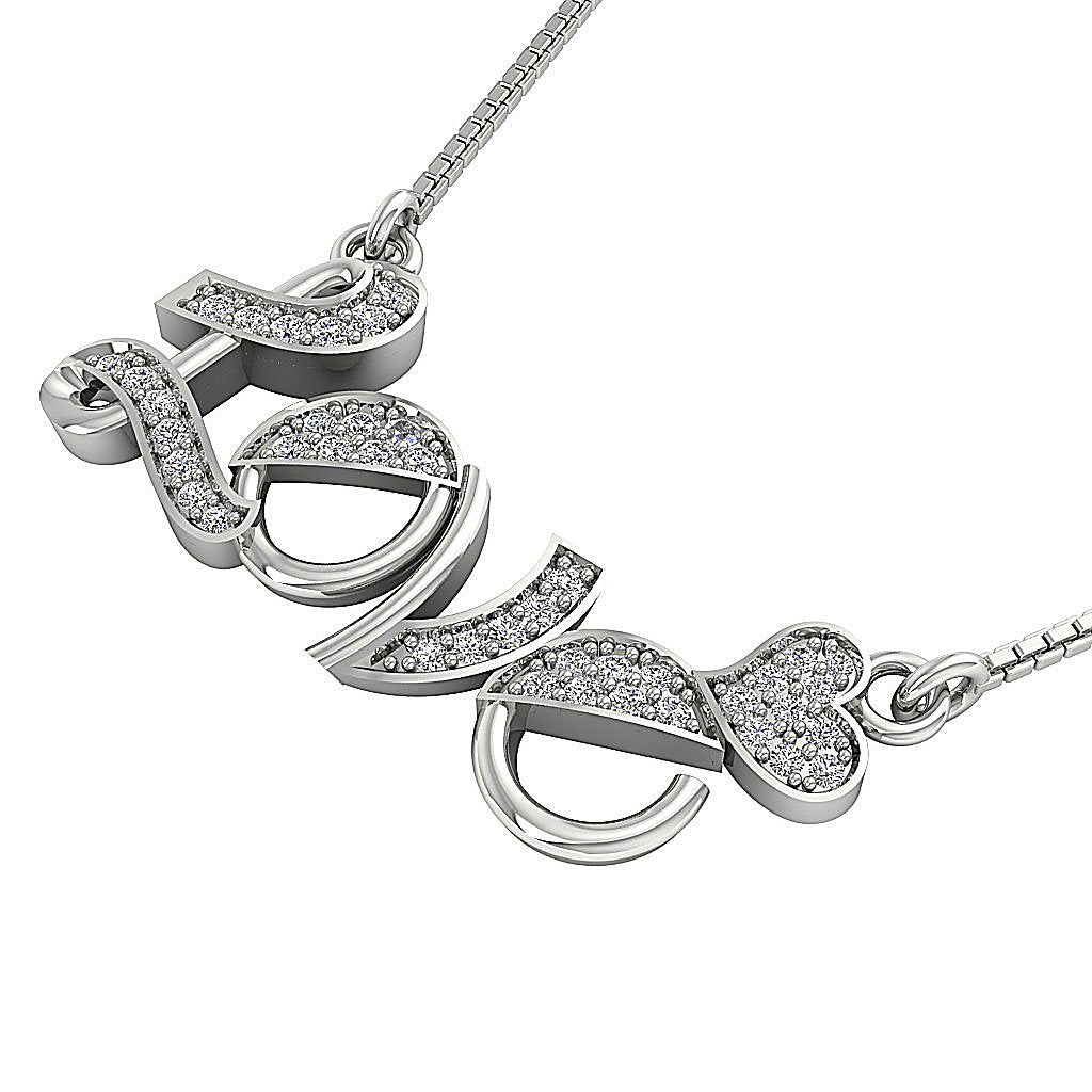 SI1/I1 G 0.35 Ct Designer Love Pendants 14k/18k Solid Gold Round Diamonds