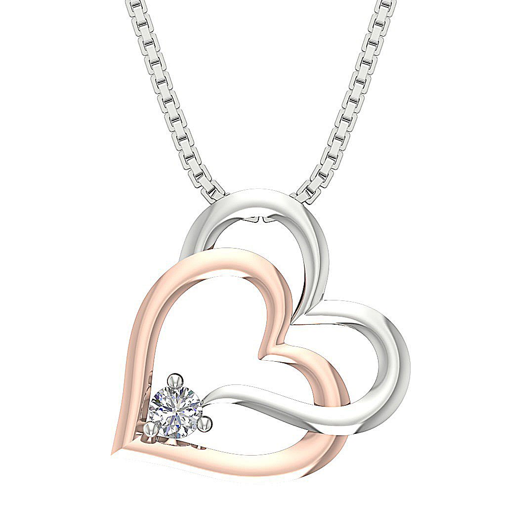14k/18k Solid Gold Designer Heart Pendant SI1/I1 G 0.10 Carat Natural Diamond