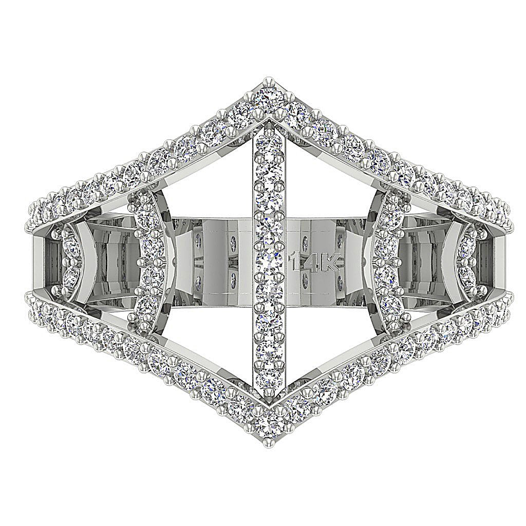 Prong Set 14K White Gold Designer Fashion Engagement Ring Natural Diamond I1 G 0.70 Ct