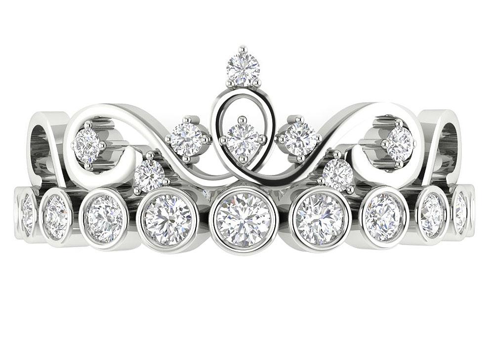 14k White Gold Anniversary Ring I1 G 0.50 Ct Round Diamond Prong Bezel Set 8.75 MM