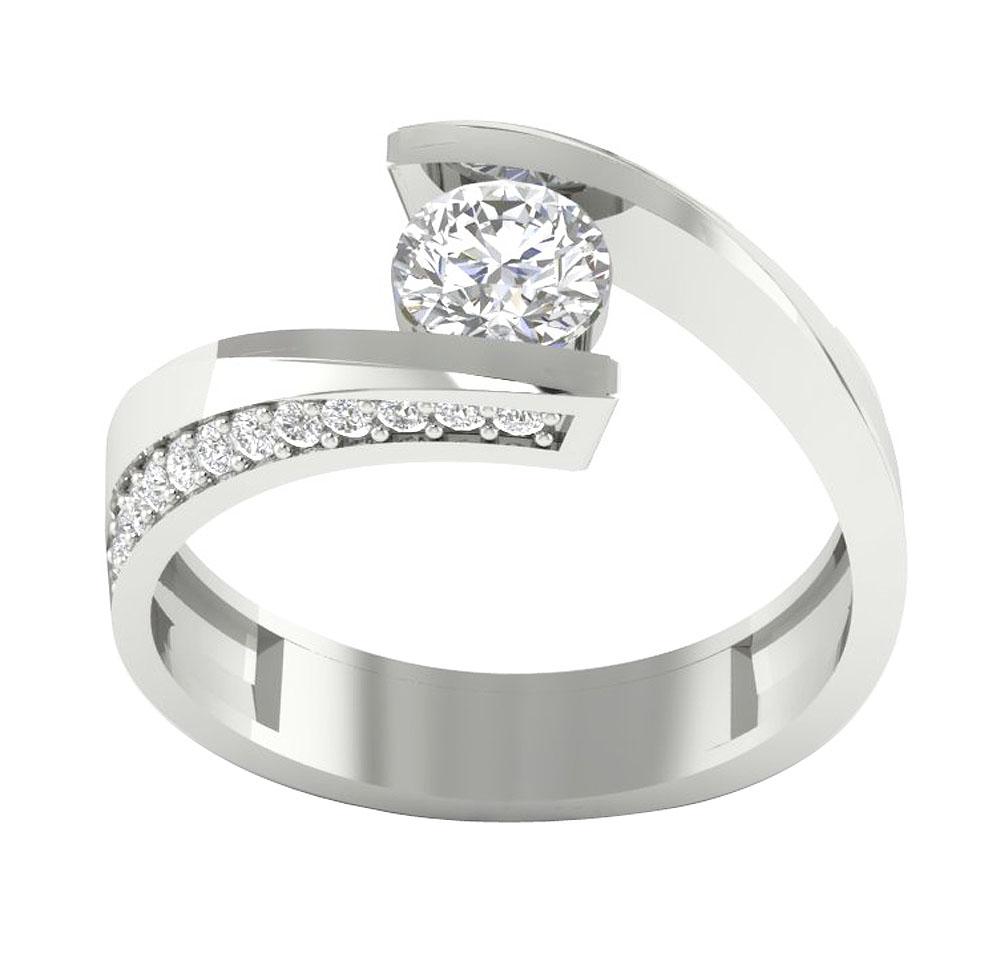 I1 G 1.00 Ct Designer Solitaire Engagement Ring Natural Diamond 14k White Gold Prong Bar Set