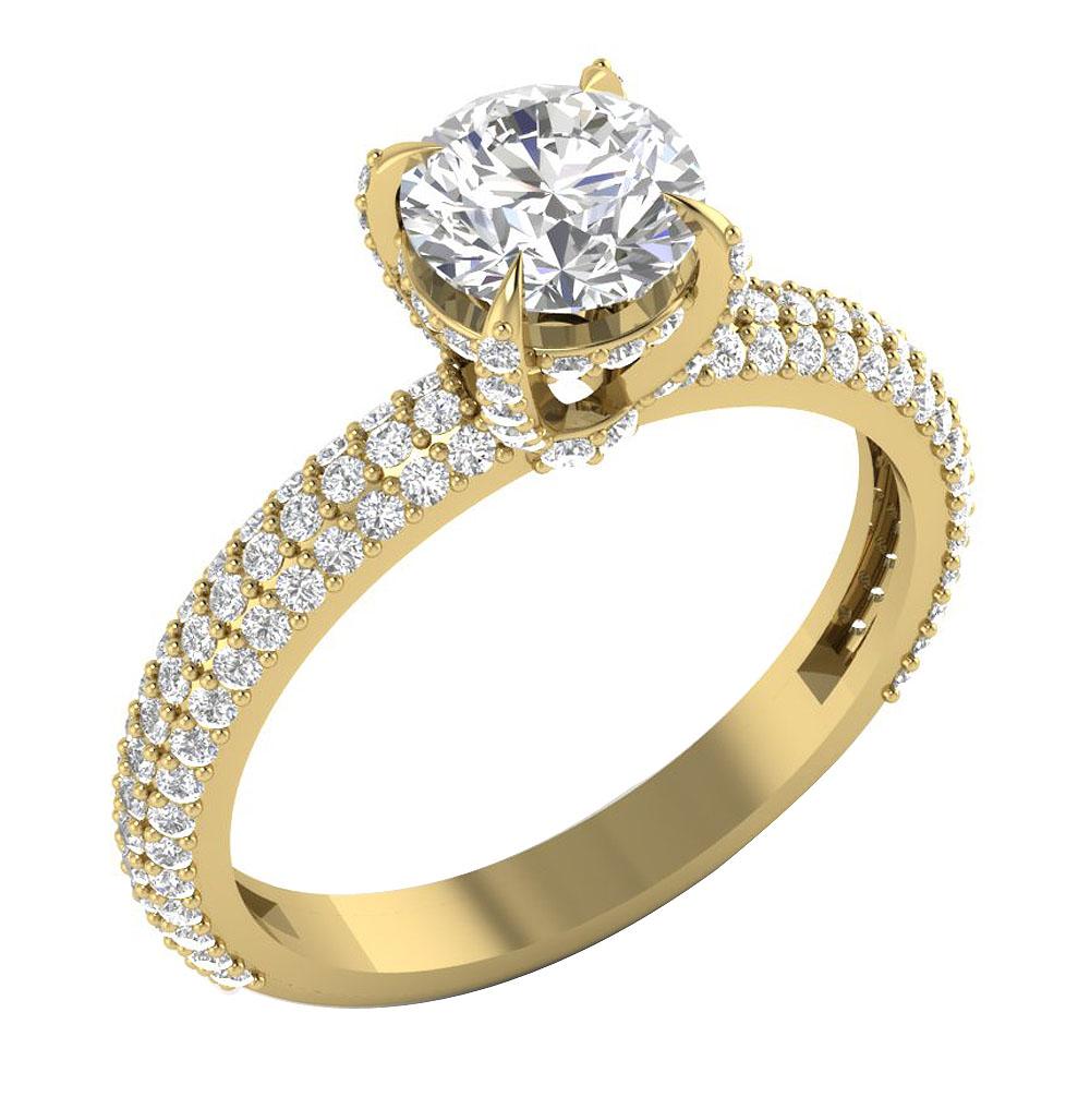 Yellow Gold Vintage Engagement Ring | Antique Design 2.00ct / 14kt / Yellow