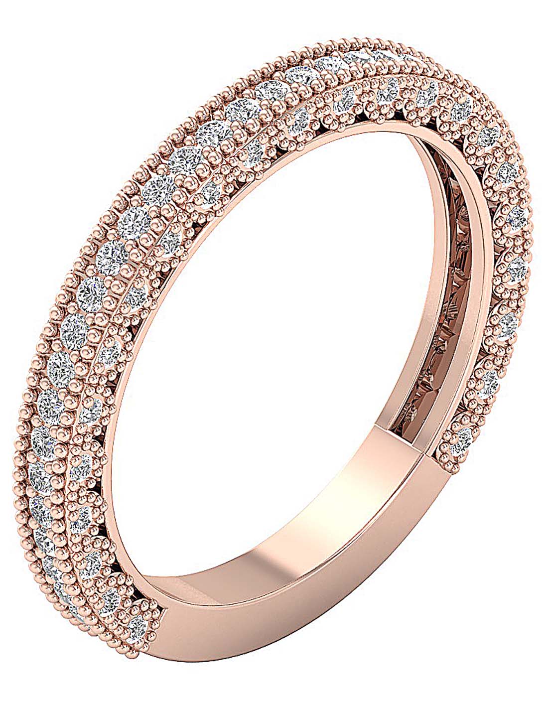 Anniversary Milgrain Round Cut Natural Diamond Ring SI1 G 0.70 Ct 2.70MM