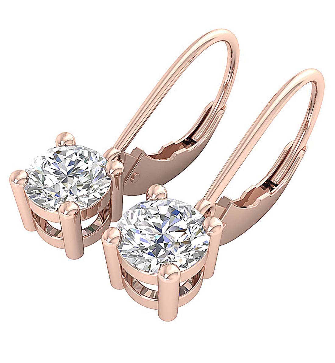 The Tucker 14K White Yellow Rose Gold Natural Diamond Solitaire Stud Earring 5.80 MM