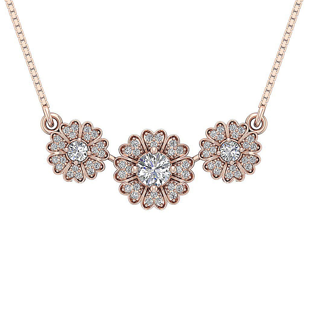 I1/SI1 G 1.10 Carat Genuine Diamond 14k/18k Gold Flower Shape Fashion Pendants