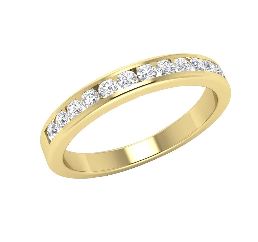 I1 G 0.55 Ct Designer Wedding Ring Genuine Diamond 14K Rose Gold Channel Set 3.00 MM