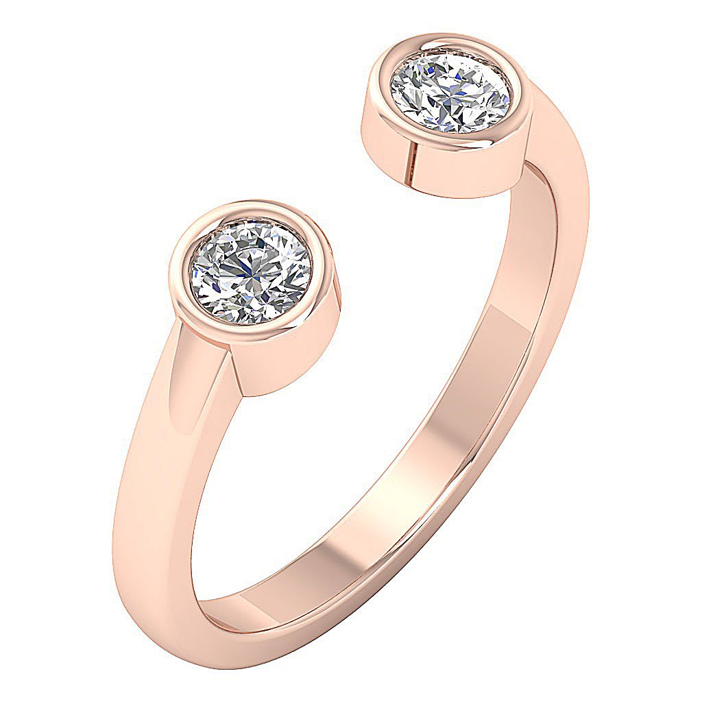 Open Bezel Set Engagement Ring I1 G 0.55 Ct Round Diamond 14k White Yellow Rose Gold