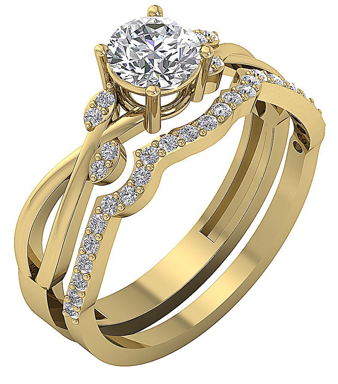 The Kingston 14k Gold Unique Bridal Wedding Ring Set