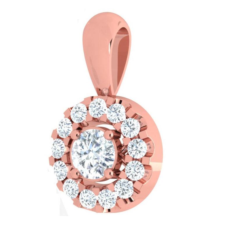 I1 G 0.60 Ct Natural Diamond 14k/18k Rose Gold Designer Halo Fashion Pendant