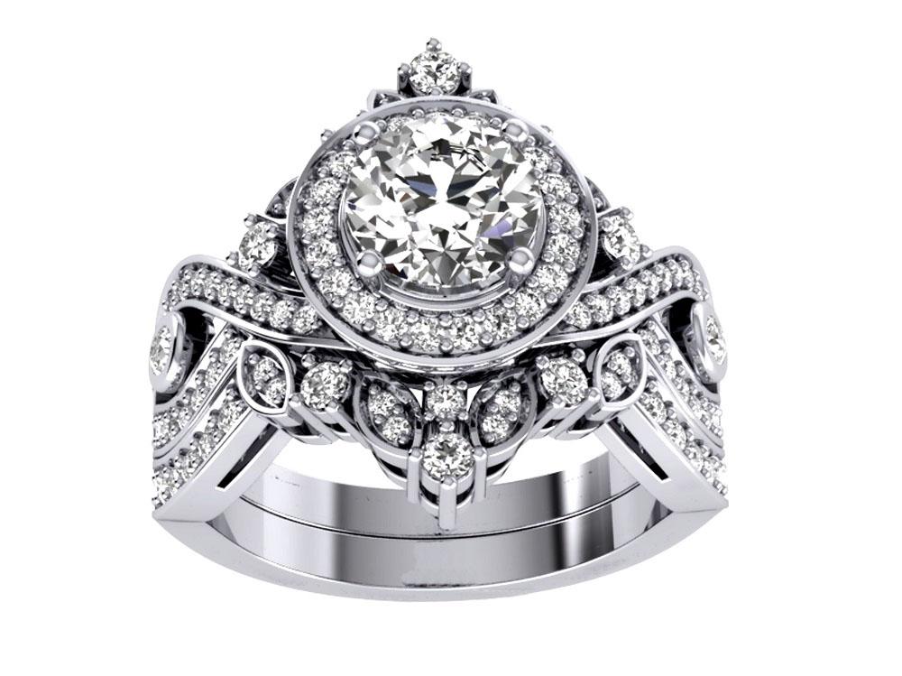 Wedding Bands For Round Halo Setting I1 G 2.00 Ct Genuine Diamond 14k Gold