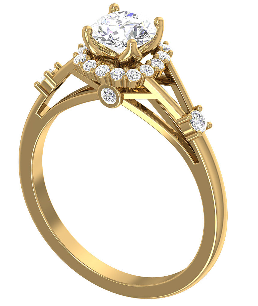 Designer Solitaire Halo Engagement Anniversary Ring SI1 G 1.00 Carat Round Cut Diamond 14K White Gold