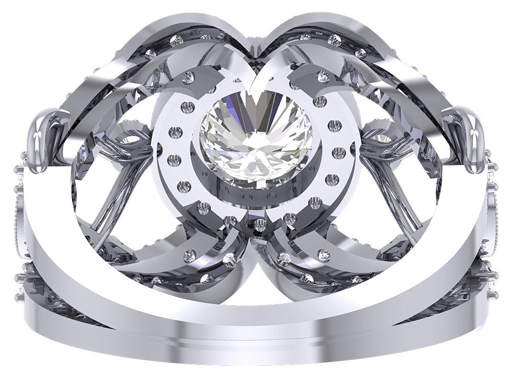 Designer Milgrain Solitaire Halo Engagement Ring SI1 G 1.40 Carat Round Diamond 14K White Yellow Rose Gold