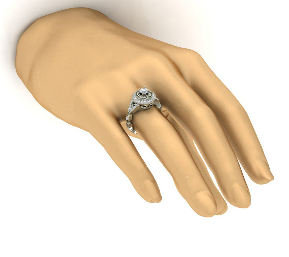 Best Engagement Wedding Band For Round Solitaire SI1 G 0.90 Carat Diamond 14K White Gold