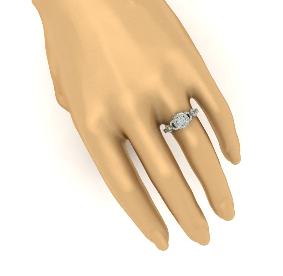 Designer Engagement Anniversary Ring I1 G 0.55 Carat Genine Diamond 14K Solid Gold