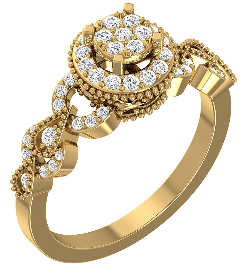 Designer Engagement Anniversary Ring I1 G 0.55 Carat Genine Diamond 14K Solid Gold