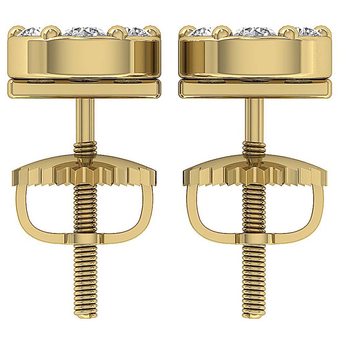 SI1/I1 G 0.40 Ct Natural Diamond 14k Gold Designer Solitaire Studs Earrings Set