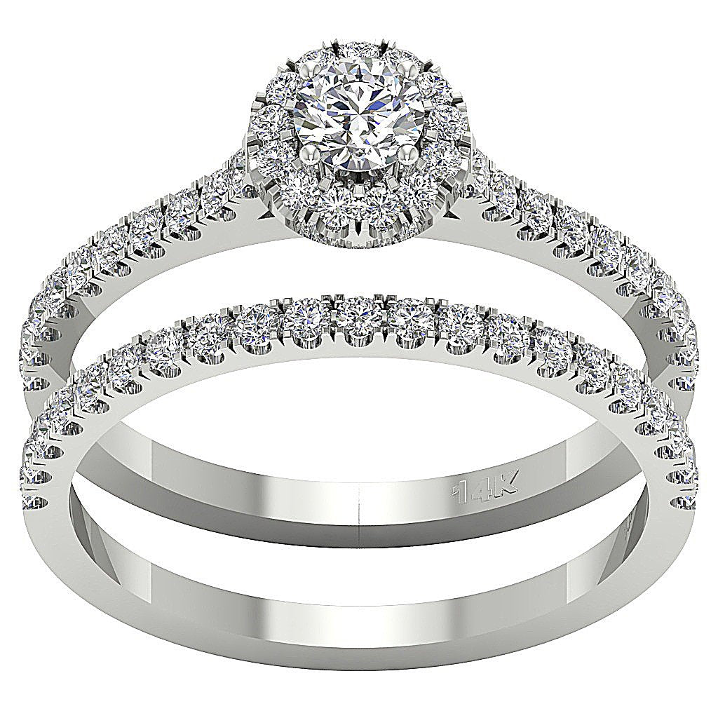 HaloDiamondAnniversaryBridalRingProngSet