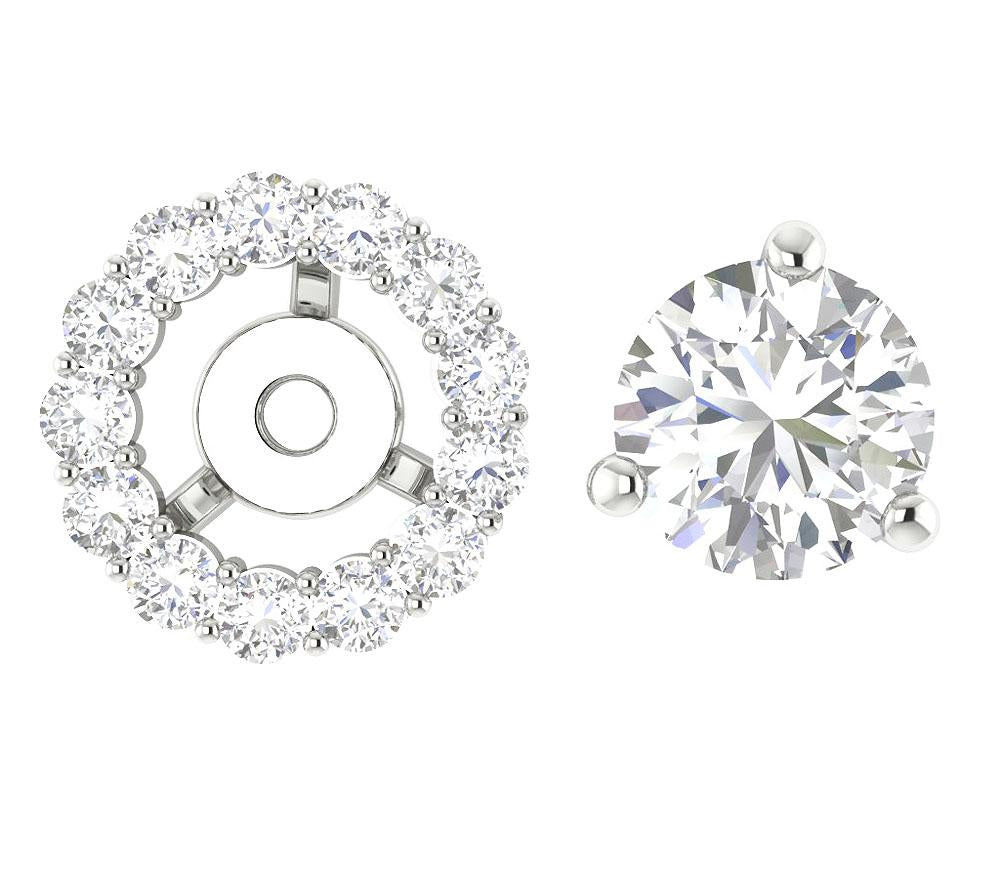 14k/18k Solid Gold Natural Diamonds SI1 G 1.45 Ct Removable Jacket Halo Studs Earrings Prong Set