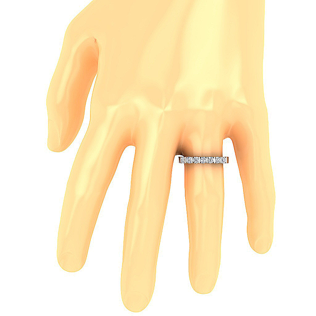 14k Yellow Gold Anniversary Ring Round Diamond I1 G 0.85 Ct Bar Set