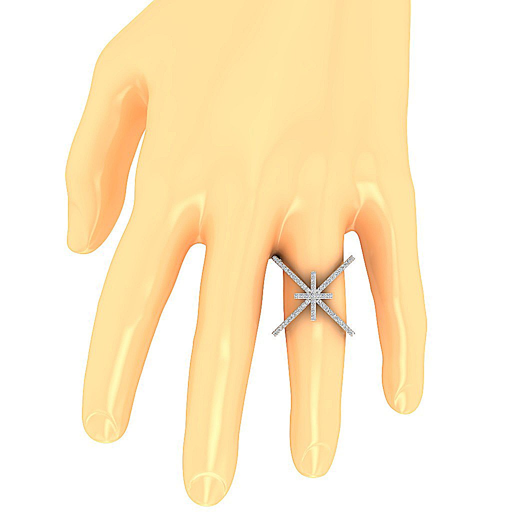 Prong Set Designer Anniversary Ring Round Diamond SI1 G 1.01 Ct 14k Yellow Gold 23.00 MM