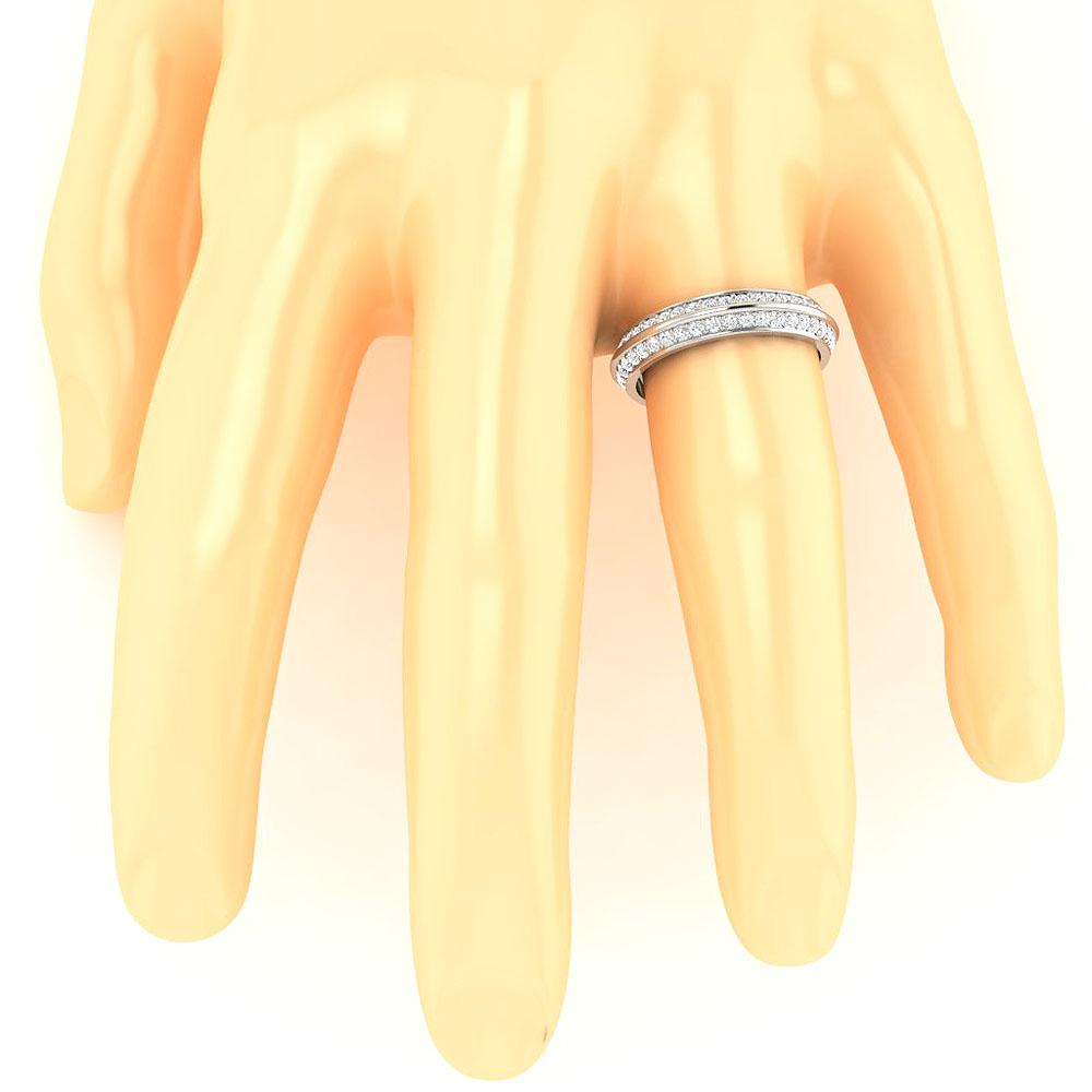 14K Rose Gold Prong Set Genuine Diamond VS1 E 1.50 Ct Two Tone Eternity Wedding Ring