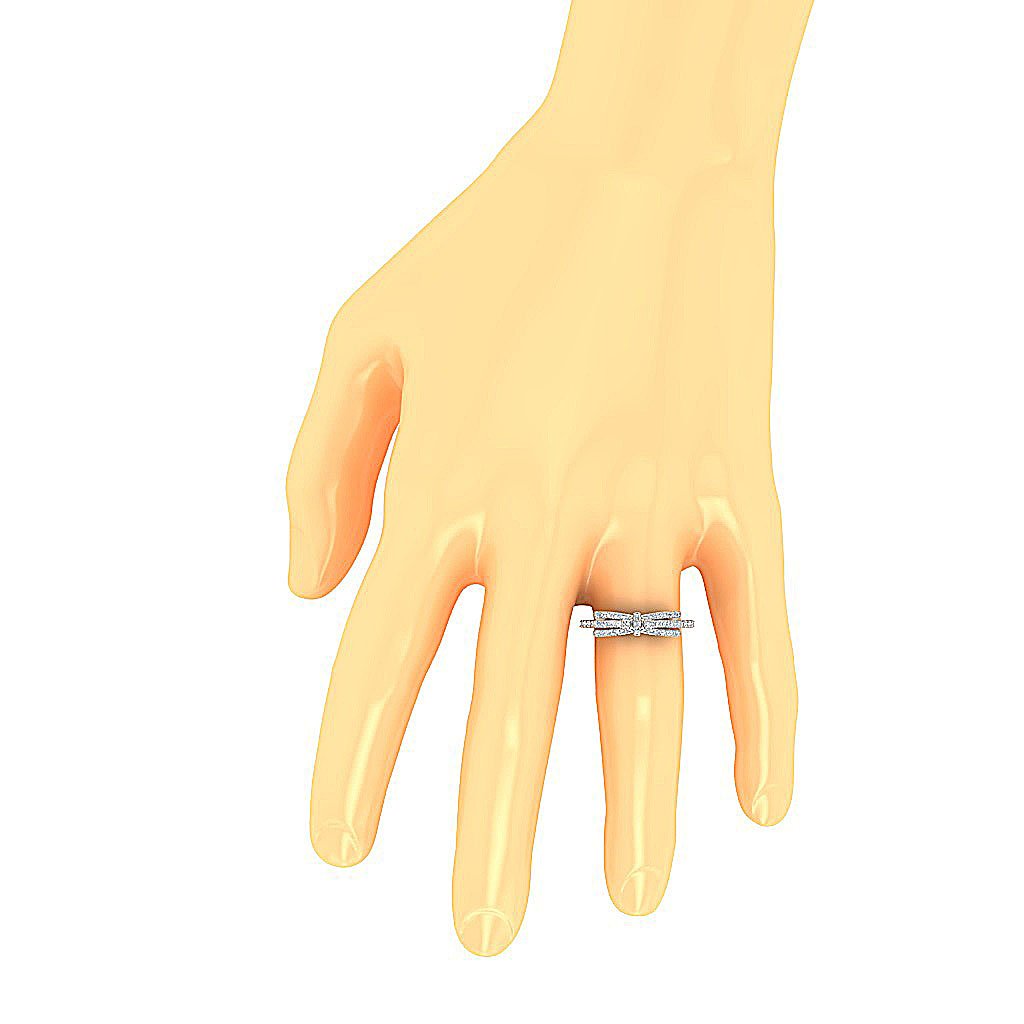 Bow Style 14K Solid Gold Wedding Diamond Ring I1 G 0.60Ct 5.45 MM