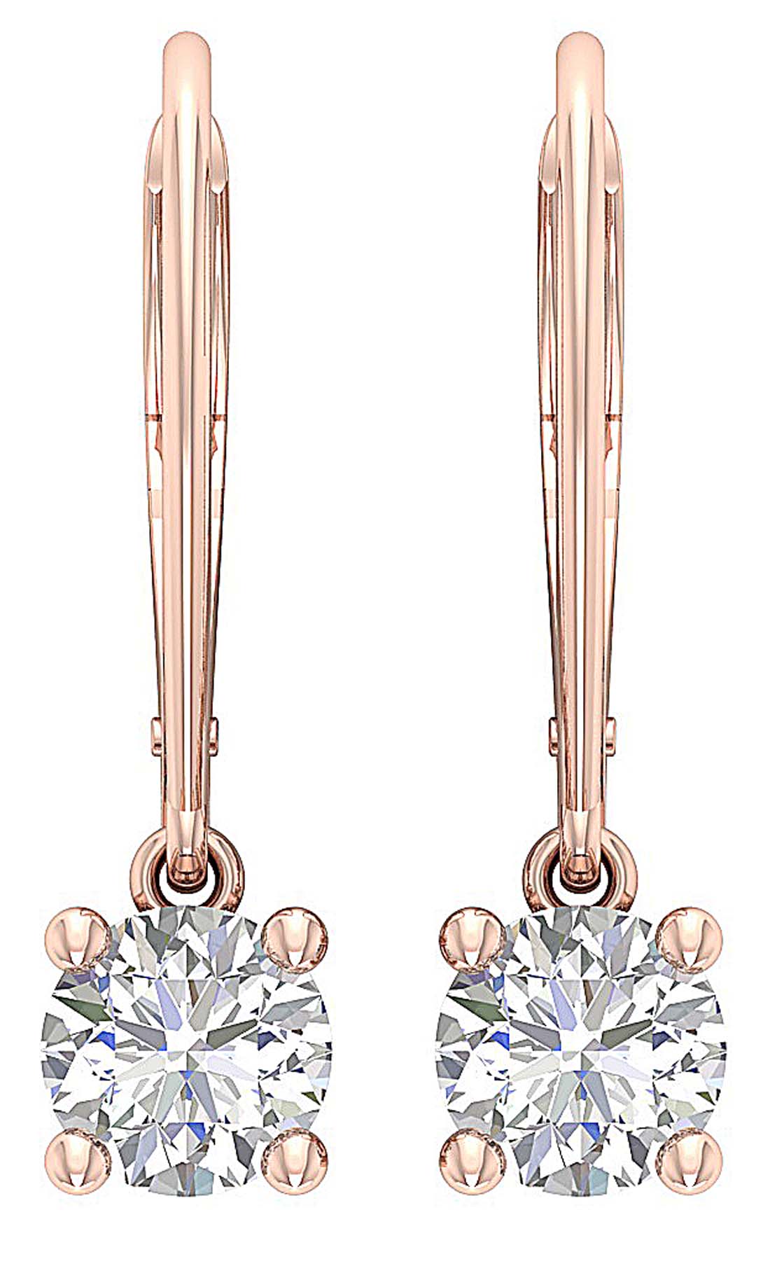 The Tucker 14K White Yellow Rose Gold Natural Diamond Solitaire Stud Earring 5.80 MM