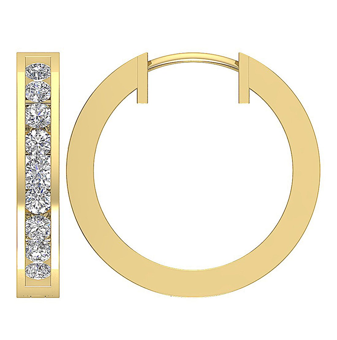 Round Diamond Inside Outside Hoop Anniversary Earrings I1 G 3.00 Ct 18k/14k White Gold Prong Set