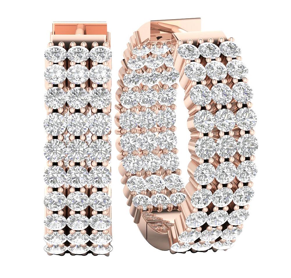 Inside Outside Large Hoop Wedding Earrings Genuine Diamond VVS1/VS1/SI1/I1 2.00 Ct 18k/14k Solid Gold Prong Set