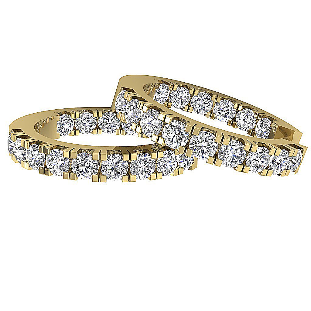 18k/14k Rose Gold Inside Outside Hoop Anniversary Earrings Round Diamond VVS1/VS1/SI1/I1 G 1.60 Ct Prong Set