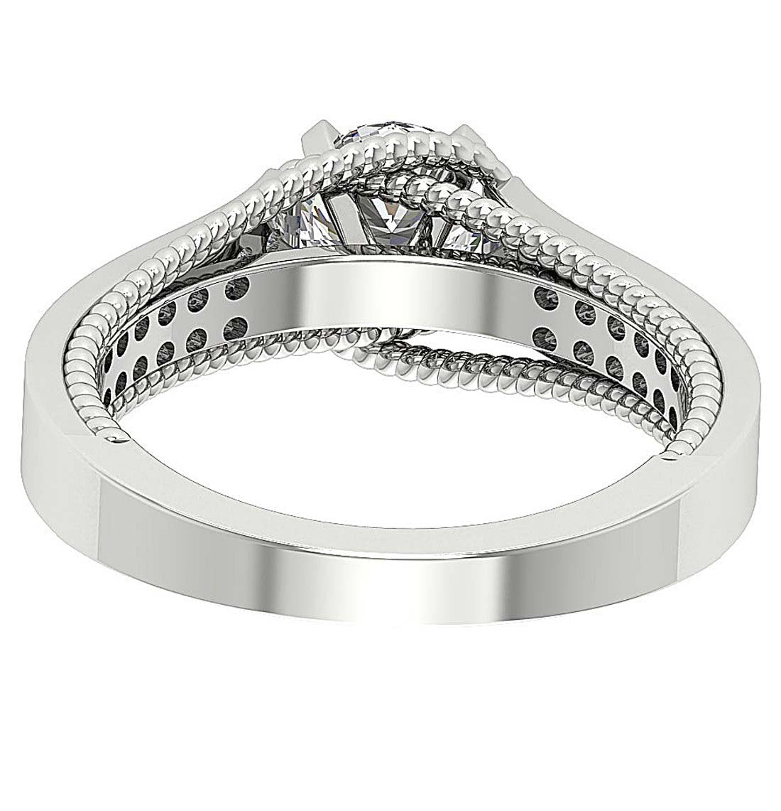 Accent Solitaire Anniversary Ring Round Diamond 14k White Gold I1 G 1.10 Ct Prong Set