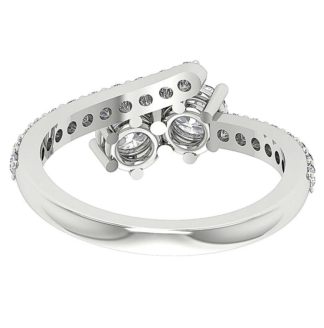 12.65 MM Two Stone Solitaire Anniversary Ring SI1 G 1.40 Ct Round Diamond 14k White Gold Prong Set