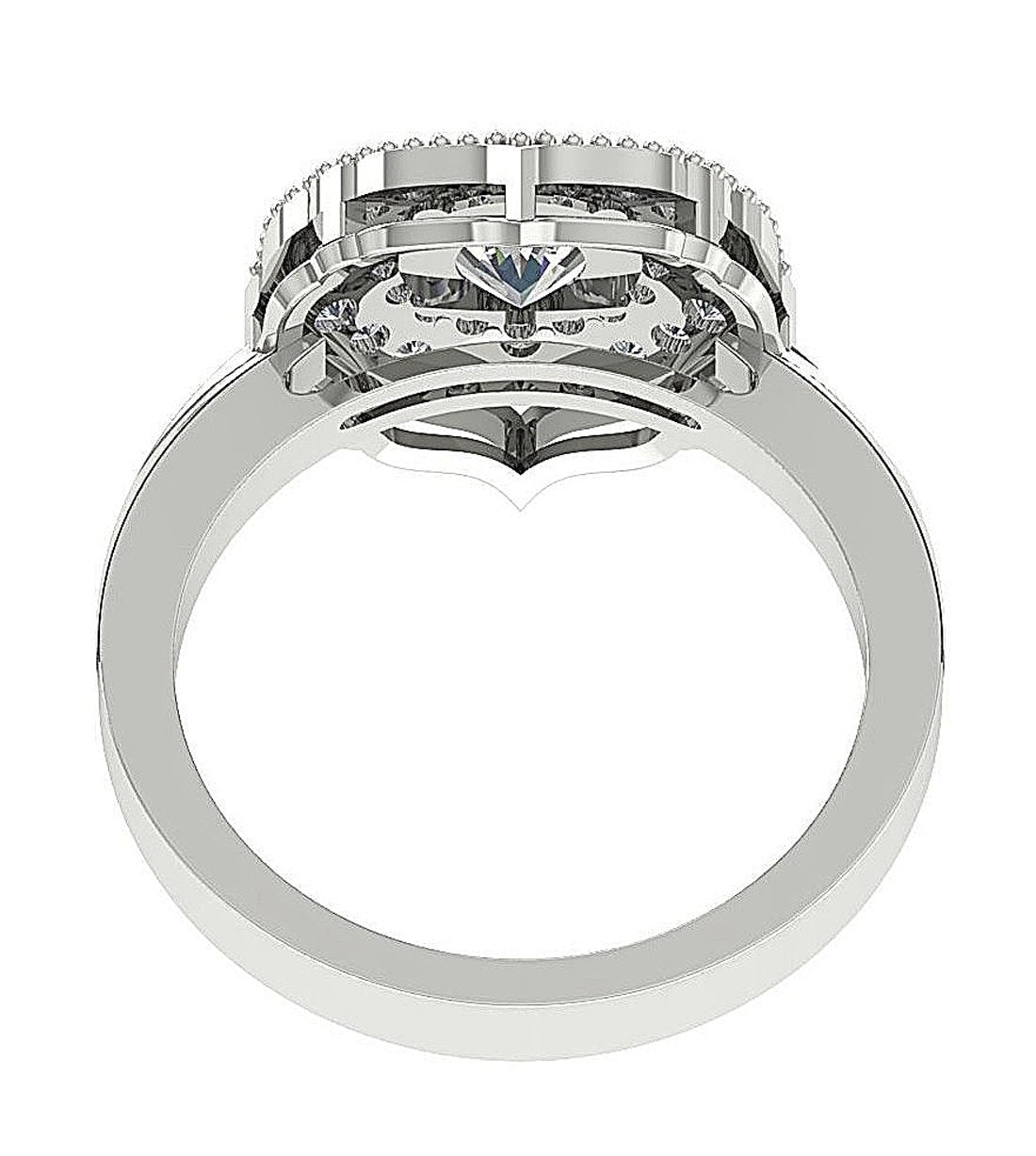Prong Set Double Halo Solitaire Engagement Ring Natural Diamond I1 G 1.60 Ct 14k Yellow Gold