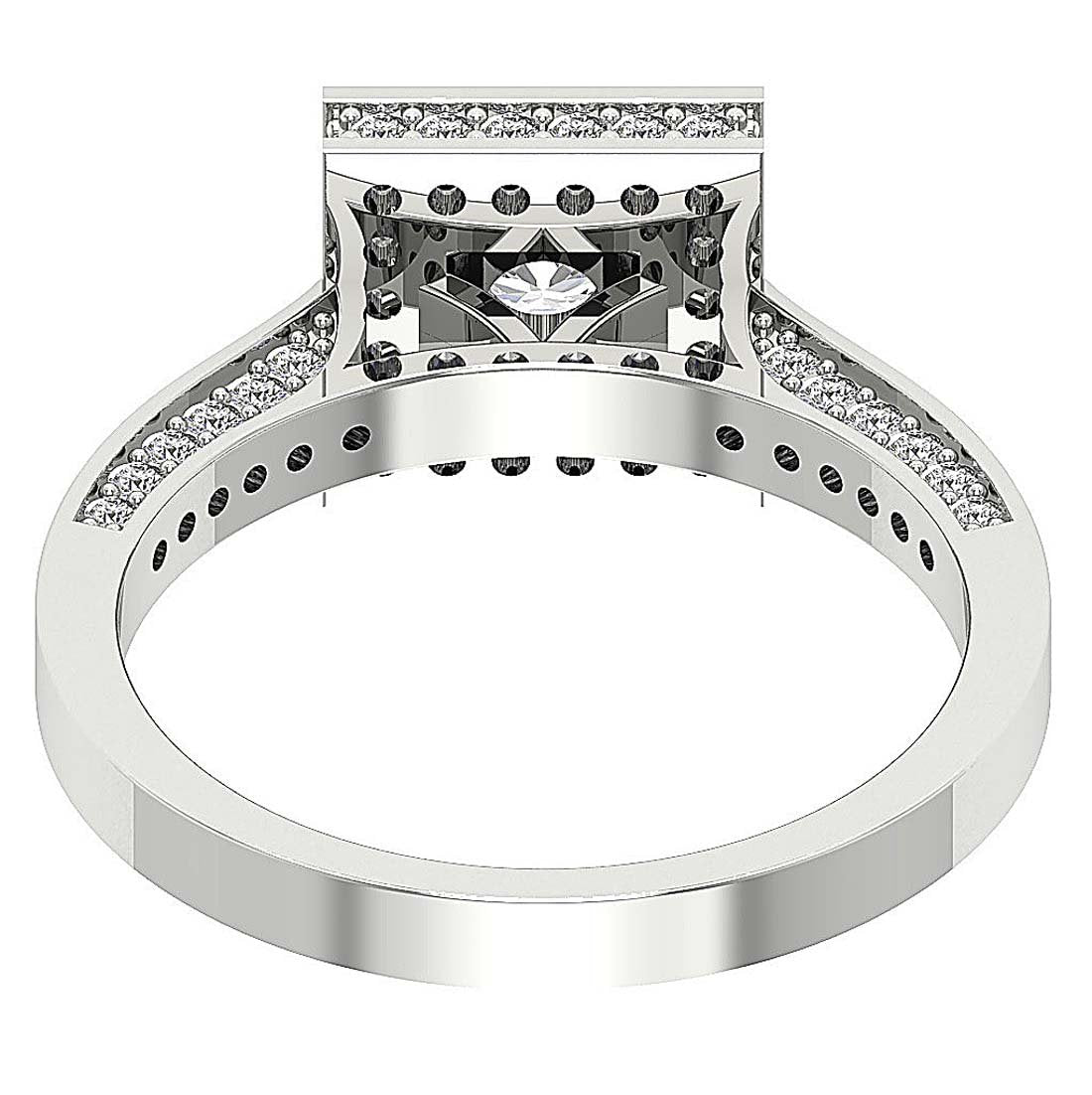 9.40 MM Square Halo Solitaire Anniversary Ring I1 G 1.20 Ct Round Diamond 14k White Gold
